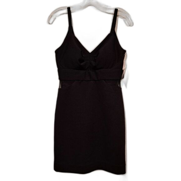 Morgan & Co. Junior Scuba Crepe Body-Con Dress Black Sheer Mesh Panels Sz 3 - Picture 1 of 13